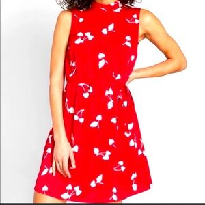 ModCloth Red Hi Neck Heart Cherry Dress XL